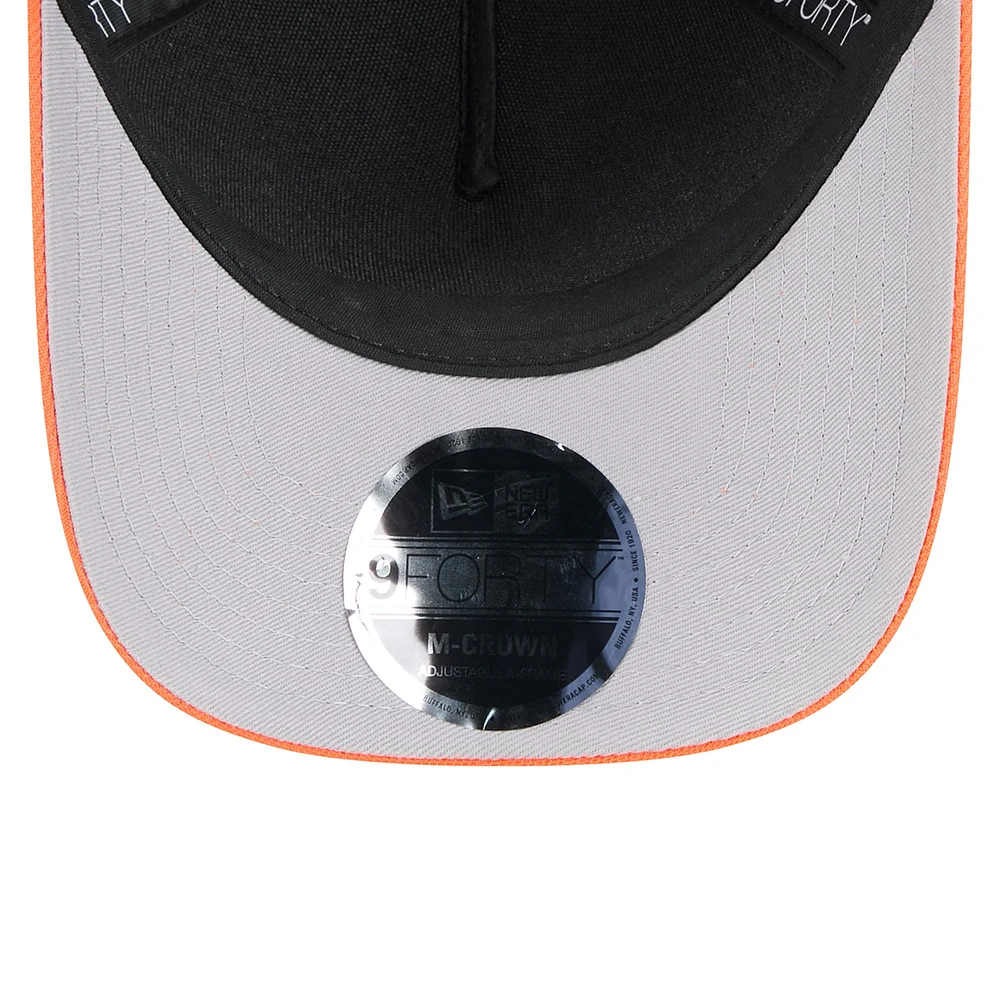 Youth New Era Black/Orange Denver Broncos 2025 NFL Draft 9FORTY A-Frame M-Crown Adjustable Hat