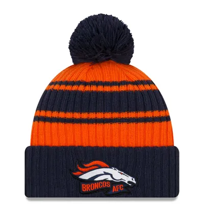 Youth New Era White Denver Broncos Retro Cuffed Knit Hat with Pom