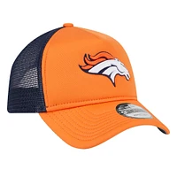 Youth New Era Orange Denver Broncos A-Frame 9FORTY Trucker Adjustable Hat