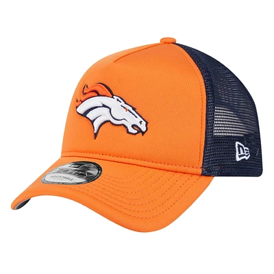 Youth New Era Orange Denver Broncos A-Frame 9FORTY Trucker Adjustable Hat