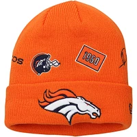 Youth New Era  Orange Denver Broncos Identity Cuffed Knit Hat