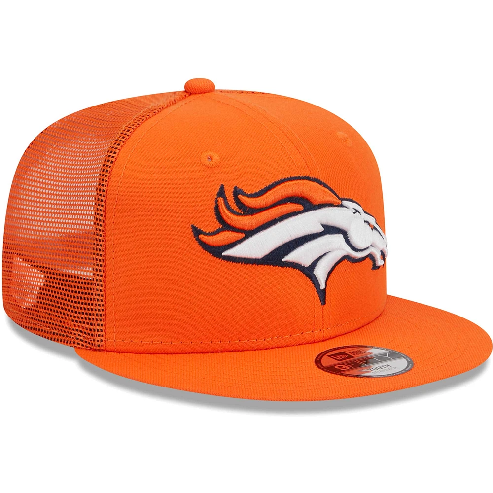 Casquette New Era Denver Broncos Main Trucker 9FIFTY snapback orange pour jeune