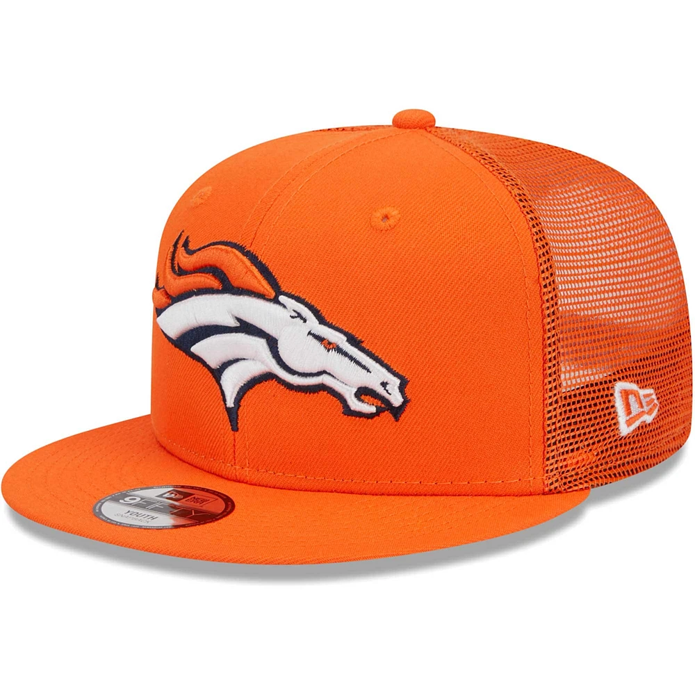 Casquette New Era Denver Broncos Main Trucker 9FIFTY snapback orange pour jeune