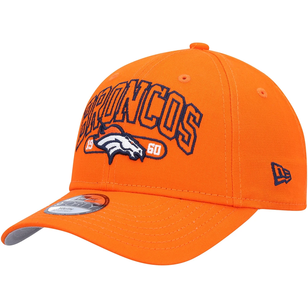 Casquette réglable orange Denver Broncos Outline 9FORTY New Era pour jeune