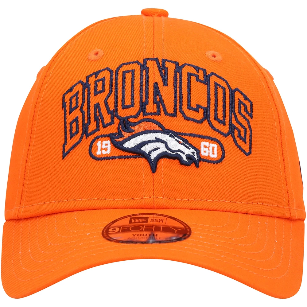 Casquette réglable orange Denver Broncos Outline 9FORTY New Era pour jeune