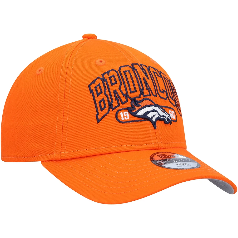 Casquette réglable orange Denver Broncos Outline 9FORTY New Era pour jeune