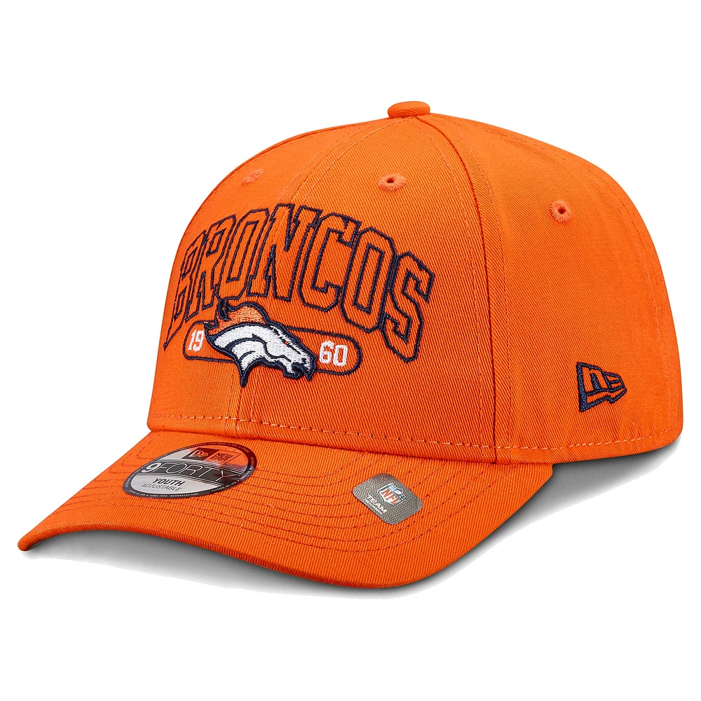 Youth New Era Orange Denver Broncos Outline 9FORTY Adjustable Hat