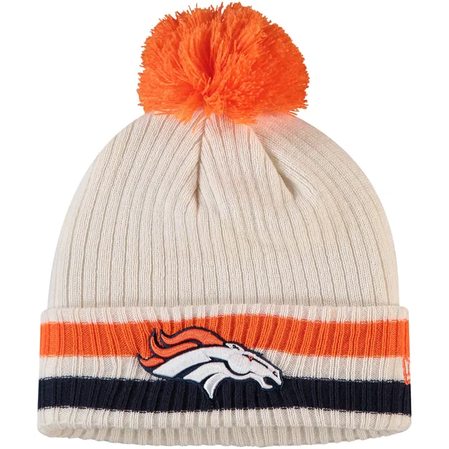 New Era Men's Denver Broncos Heather Grey Pom Knit Beanie