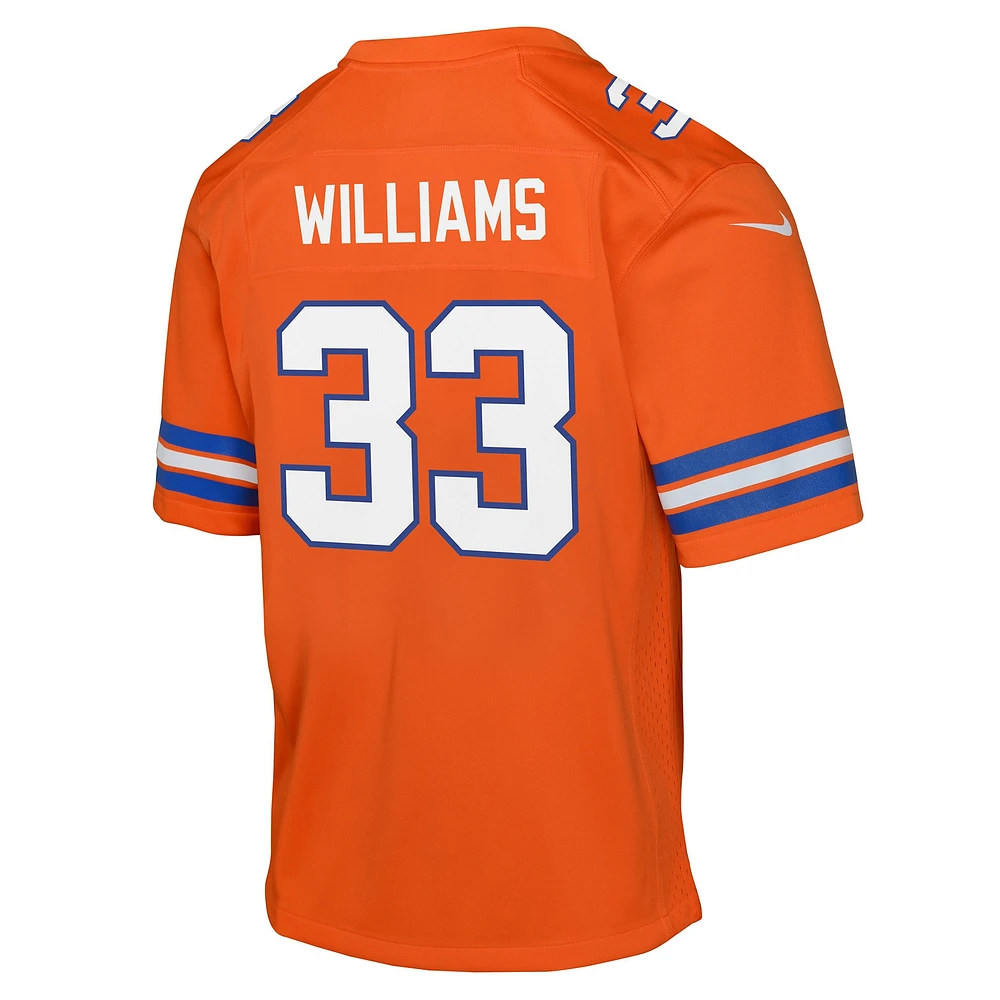 Youth Nike Javonte Williams Orange Denver Broncos Mile High Collection 1977 Throwback Game Jersey