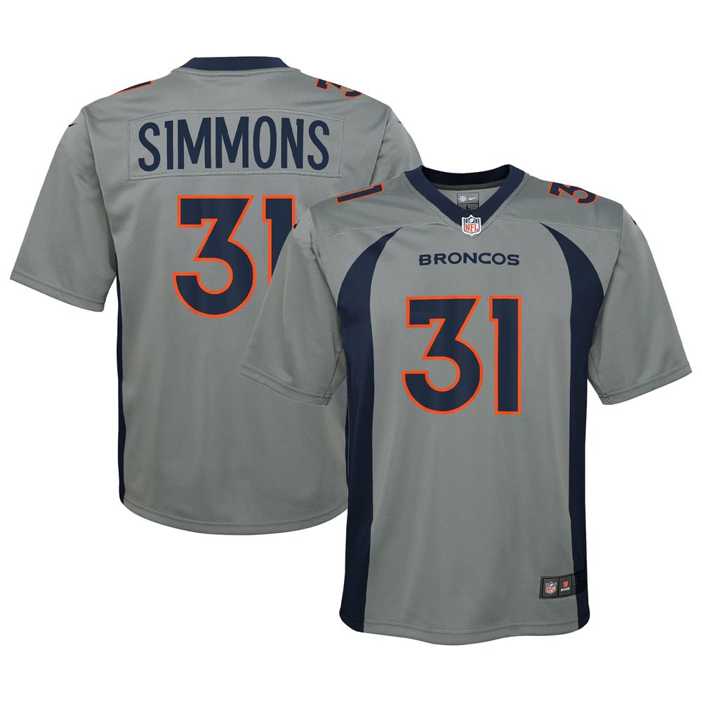 Nike Youth Nike Justin Simmons Gray Denver Broncos Inverted Game Jersey