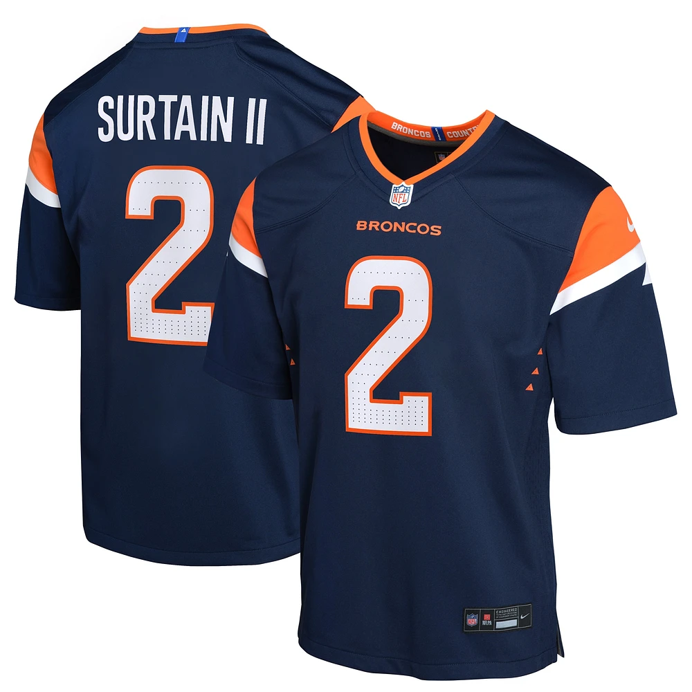 Youth Nike Patrick Surtain II Navy Denver Broncos Mile High Collection Game Jersey