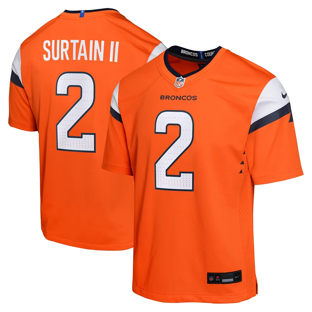 Maillot Nike Patrick Surtain II orange des Denver Broncos pour jeune