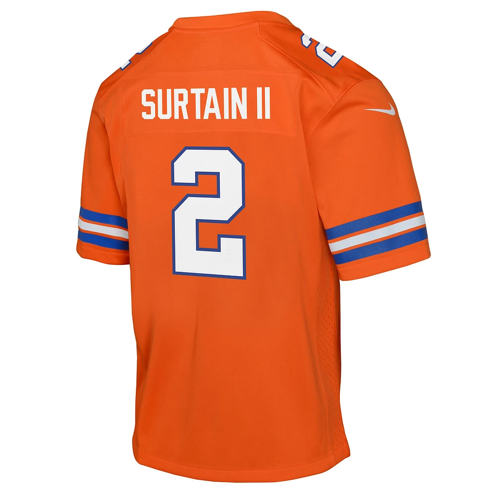 Youth Nike Patrick Surtain II Orange Denver Broncos Mile High Collection 1977 Throwback Game Jersey