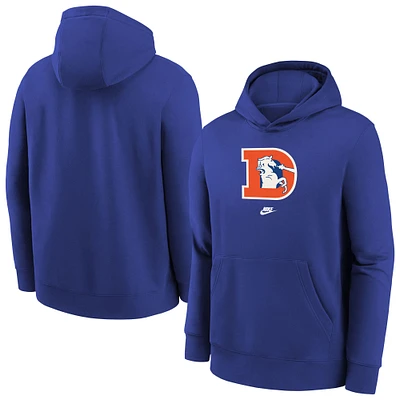 Youth Nike Royal Denver Broncos Rewind Club Fleece Pullover Hoodie