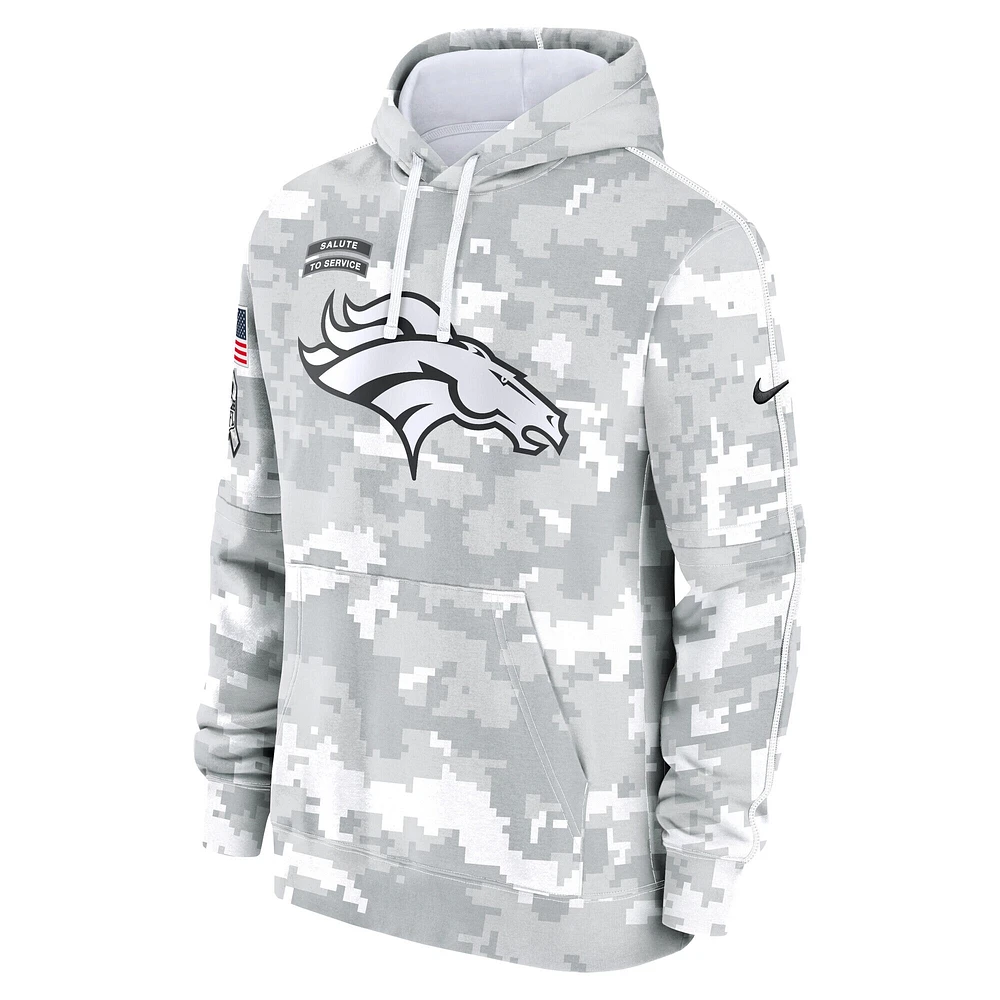 Youth Nike White/Gray Denver Broncos 2024 Salute To Service Pullover Hoodie