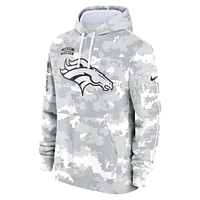 Youth Nike White/Gray Denver Broncos 2024 Salute To Service Pullover Hoodie