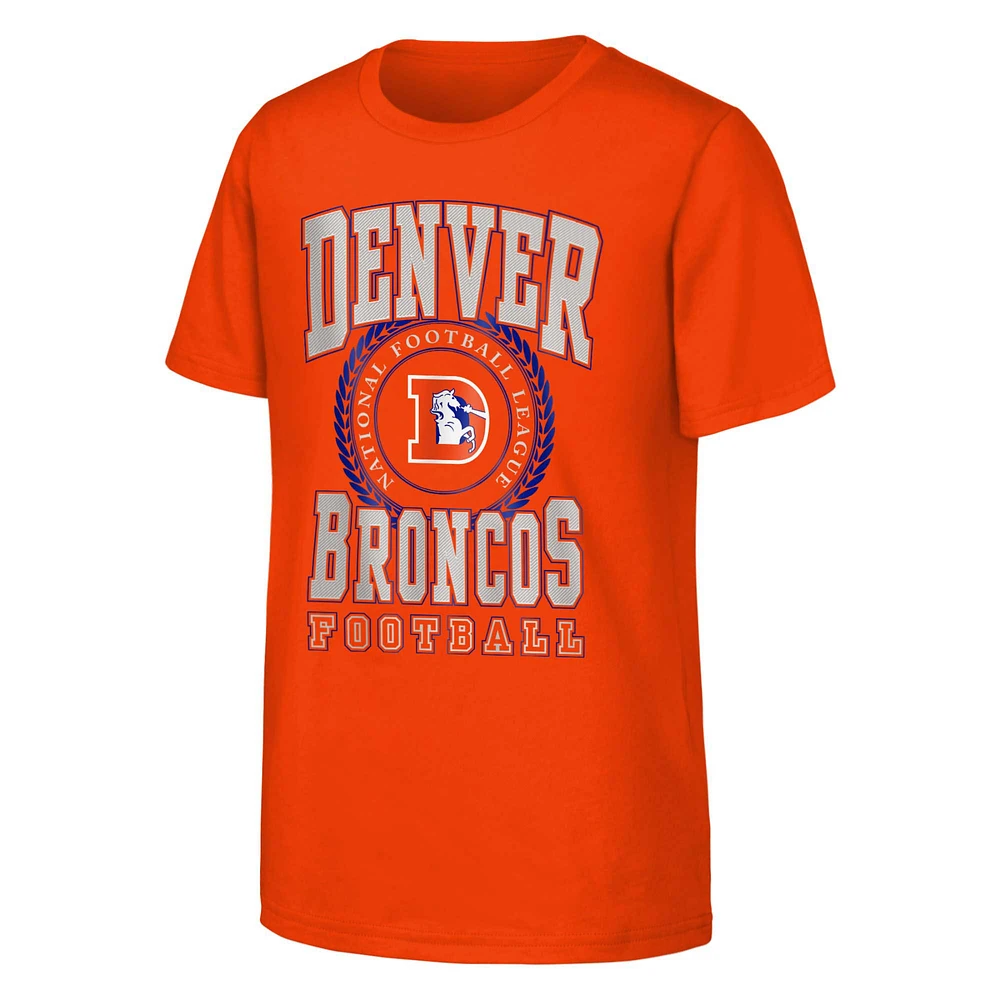 T-shirt orange pour jeunes avec logo rétro cousu des Denver Broncos