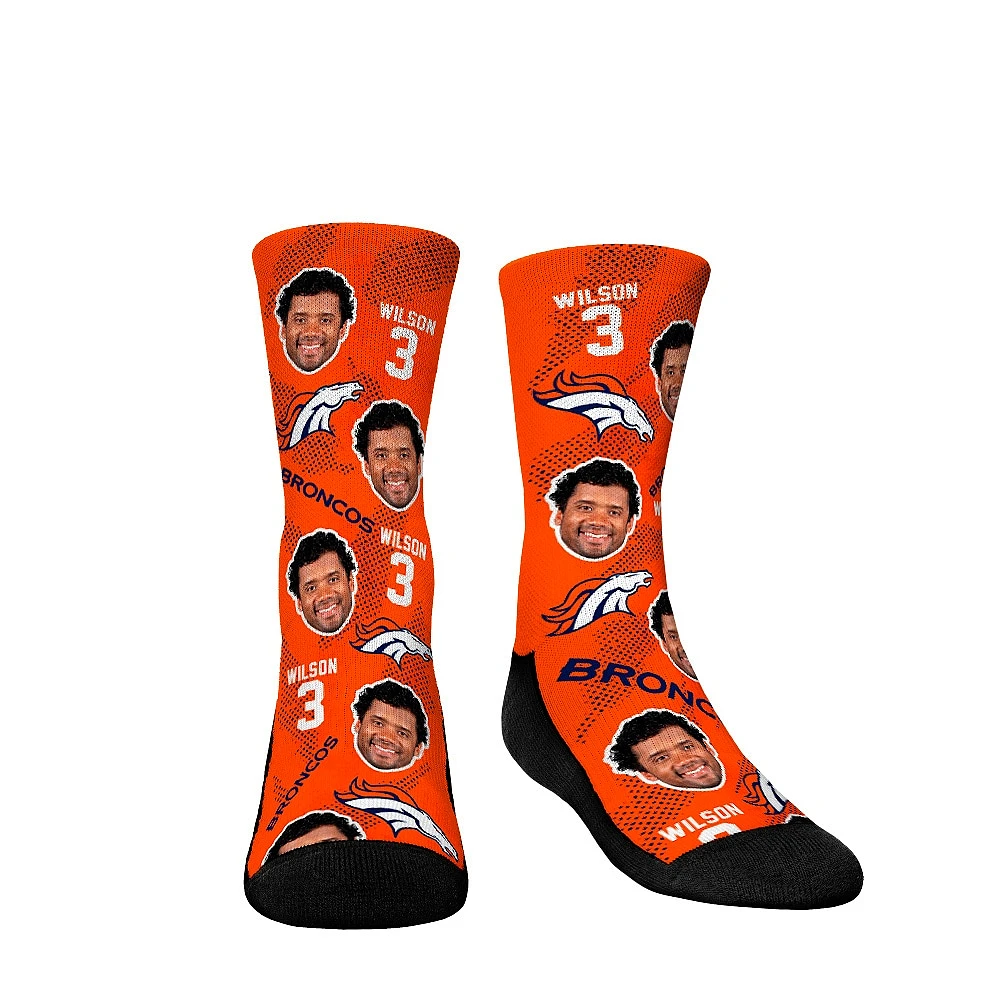 Youth Rock Em Socks Russell Wilson Denver Broncos Football Guy Crew Socks