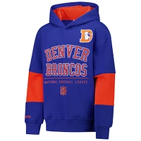 Sweat à capuche rétro en polaire pour jeunes Royal Denver Broncos