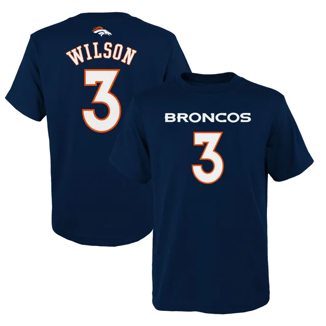 Men's Nike Russell Wilson Navy Denver Broncos Player Name & Number T-Shirt