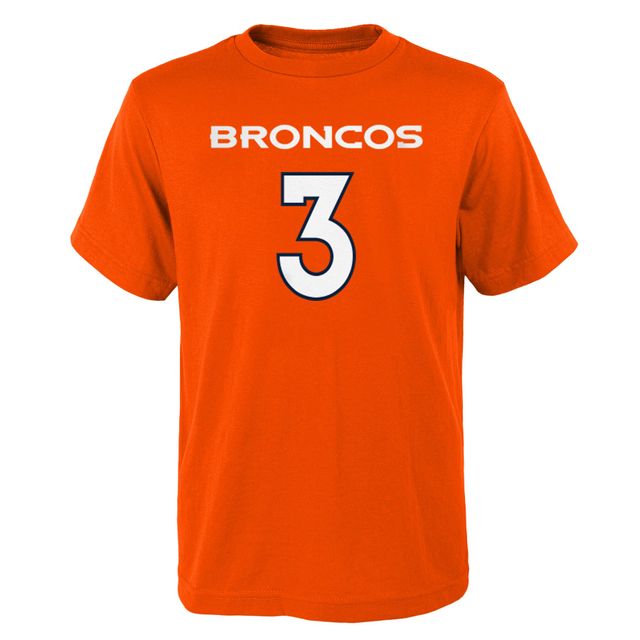 T-shirt orange pour jeune Russell Wilson avec nom et numéro du joueur principal des Denver Broncos