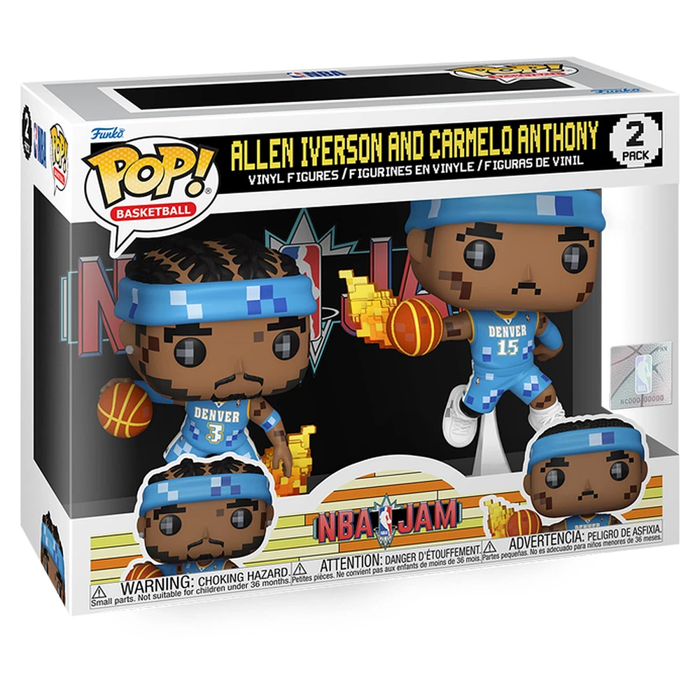 Allen Iverson et Carmelo Anthony Denver Nuggets NBA Jam Funko Pop ! Lot de deux figurines en vinyle