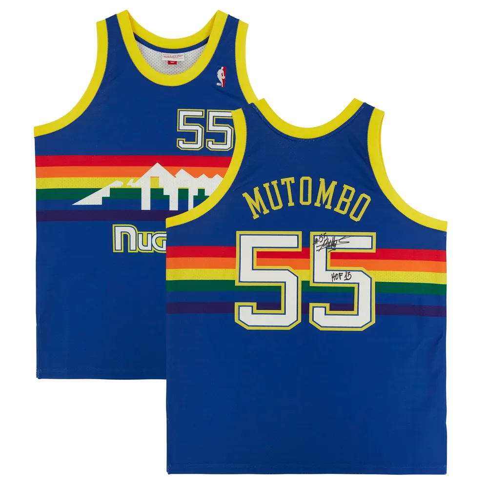 Dikembe Mutombo Blue Denver Nuggets Autographed Mitchell