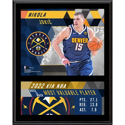 Plaque sublimée authentique de Nikola Jokic Denver Nuggets 2022 NBA Most Valuable Player 12'' x 15'' Fanatics