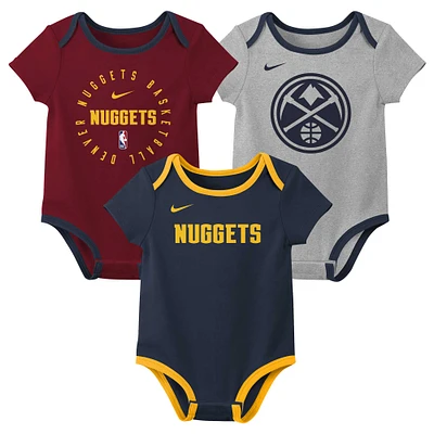 Infant Nike Denver Nuggets Three-Pack Bodysuit Set