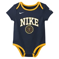 Ensemble de deux bodies Nike Just Do It bleu marine/noir pour bébé Denver Nuggets