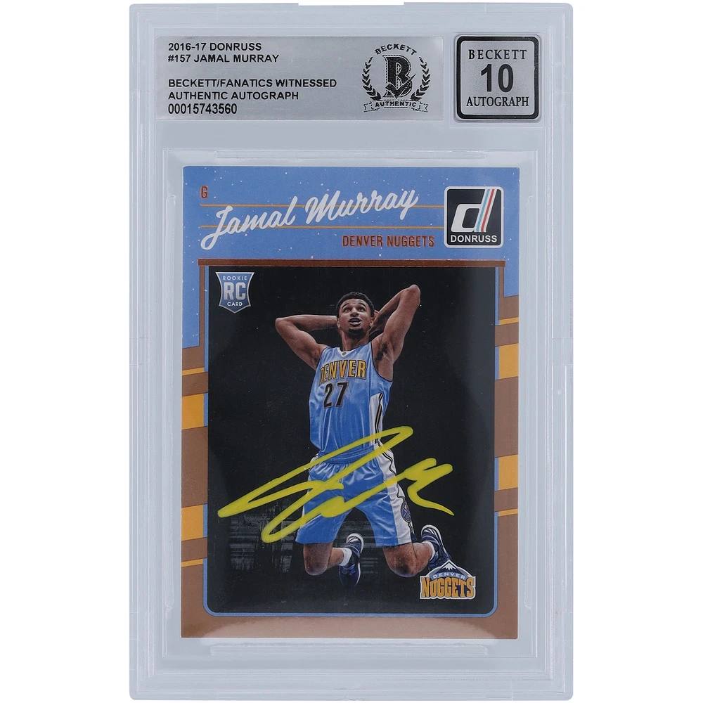 Jamal Murray Denver Nuggets Autographed 2016-17 Panini Donruss Yellow Ink #157 Beckett Fanatics Witnessed Authenticated 10 Rookie Card