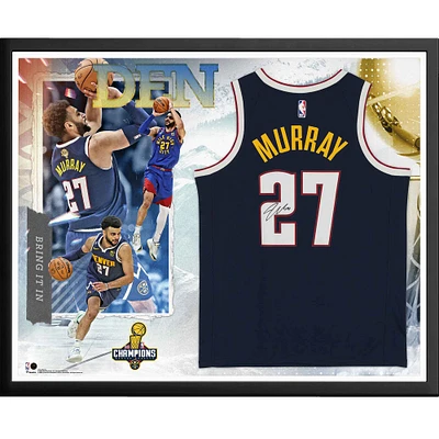 Jamal Murray Denver Nuggets Autographed 2023 NBA Finals Champions Framed Navy Nike Icon Edition Swingman Jersey Collage