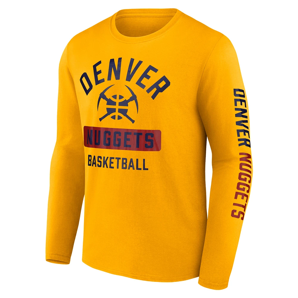 Men's Fanatics  Gold Denver Nuggets Long Sleeve T-Shirt