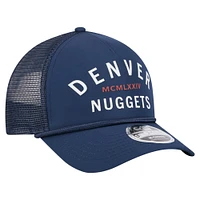 Men's New Era  Navy Denver Nuggets Minimalist A-Frame 9FORTY Trucker Hat