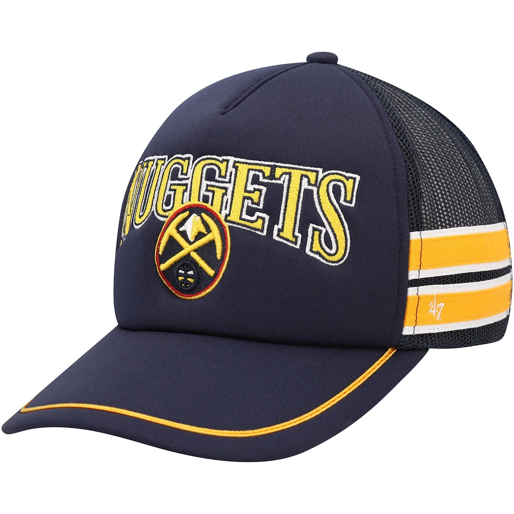 Casquette réglable de camionneur '47 bleu marine Denver Nuggets Sidebrand Stripes pour hommes