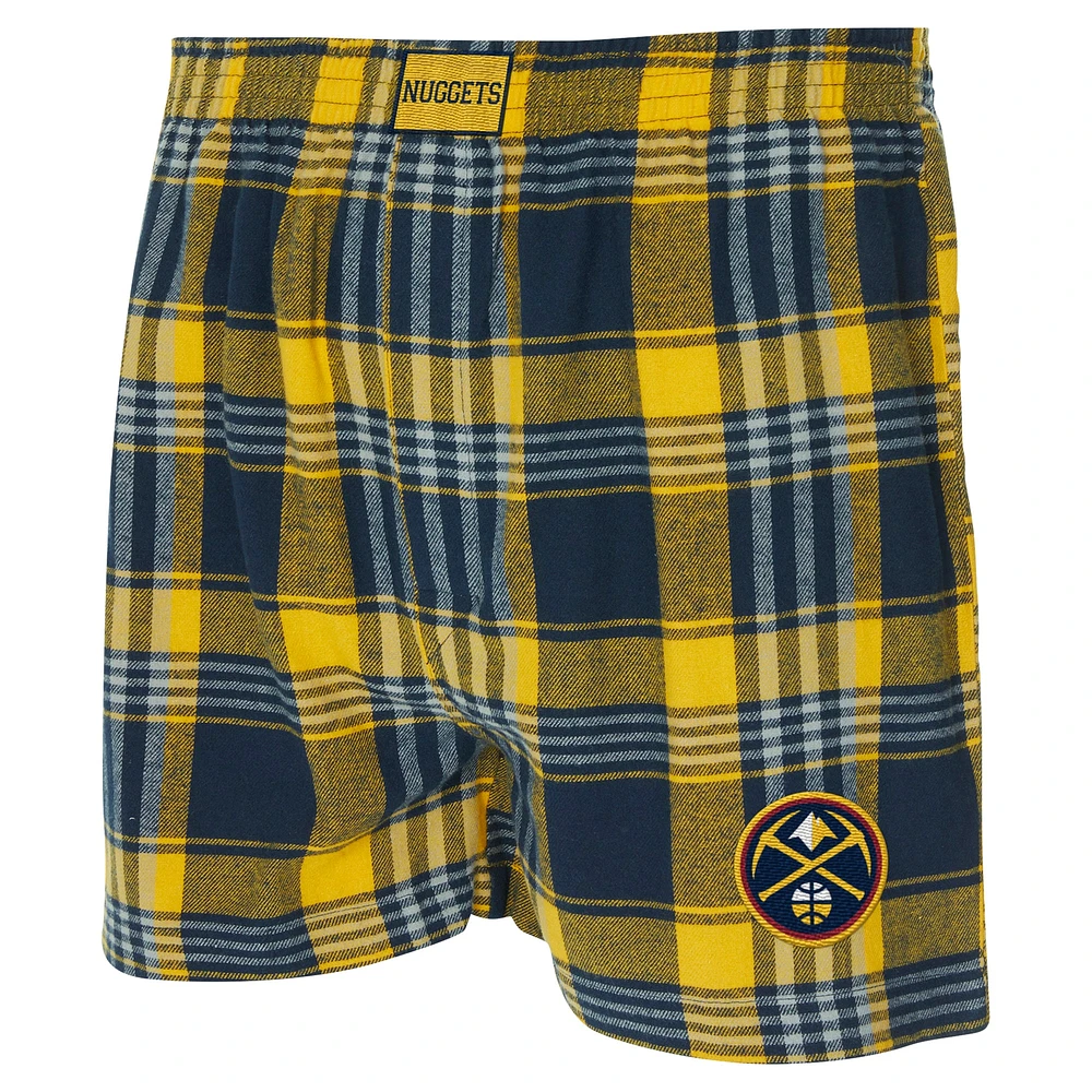 Men's Concepts Sport Navy Denver Nuggets Region Flannel Boxer Short