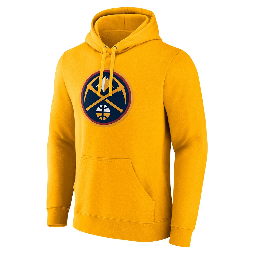 Men's Fanatics  Gold Denver Nuggets Primary Logo Pullover Hoodie