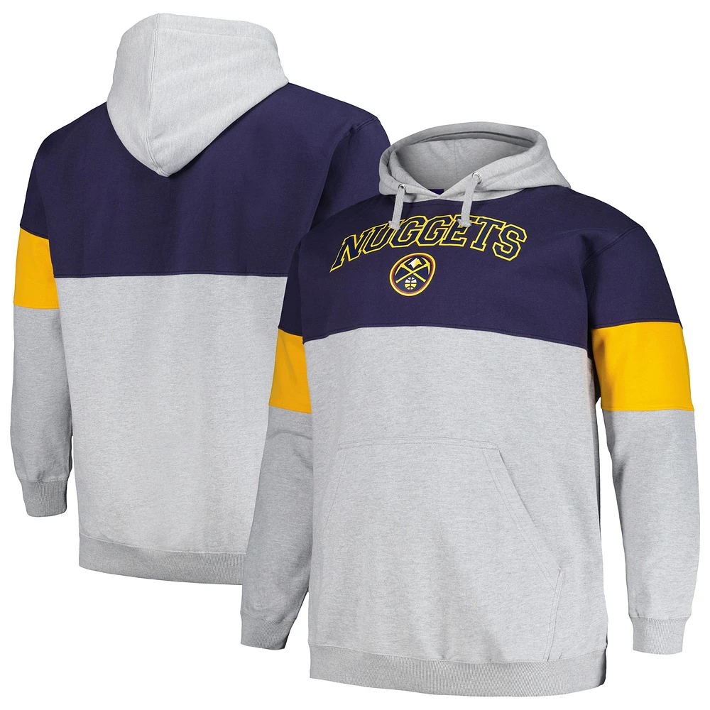 Sweat à capuche Fanatics pour hommes bleu marine/or Denver Nuggets Big & Tall