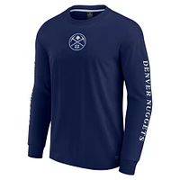 T-shirt à manches longues Fanatics pour homme bleu marine Denver Nuggets Elements Strive