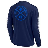 T-shirt à manches longues Fanatics pour homme bleu marine Denver Nuggets Elements Strive