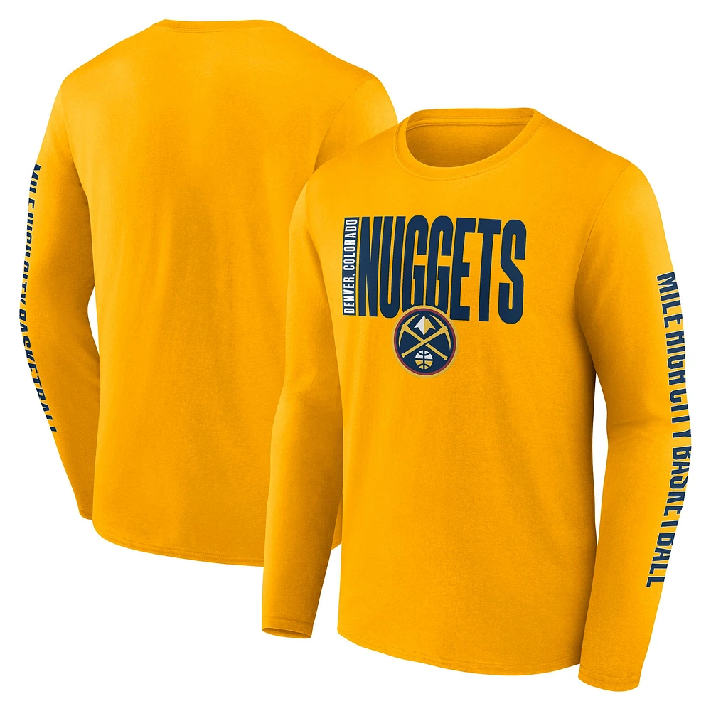 T-shirt à manches longues Vision pour homme avec logo des Denver Nuggets