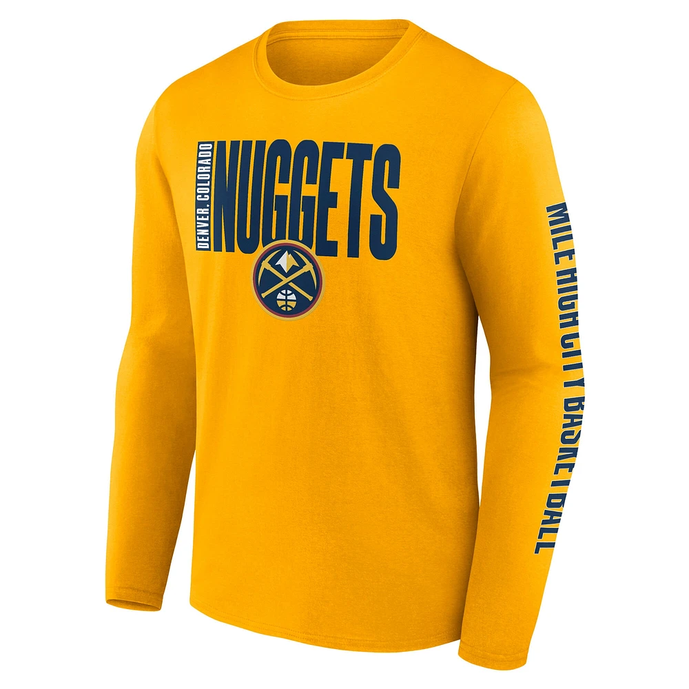 T-shirt à manches longues Vision pour homme avec logo des Denver Nuggets