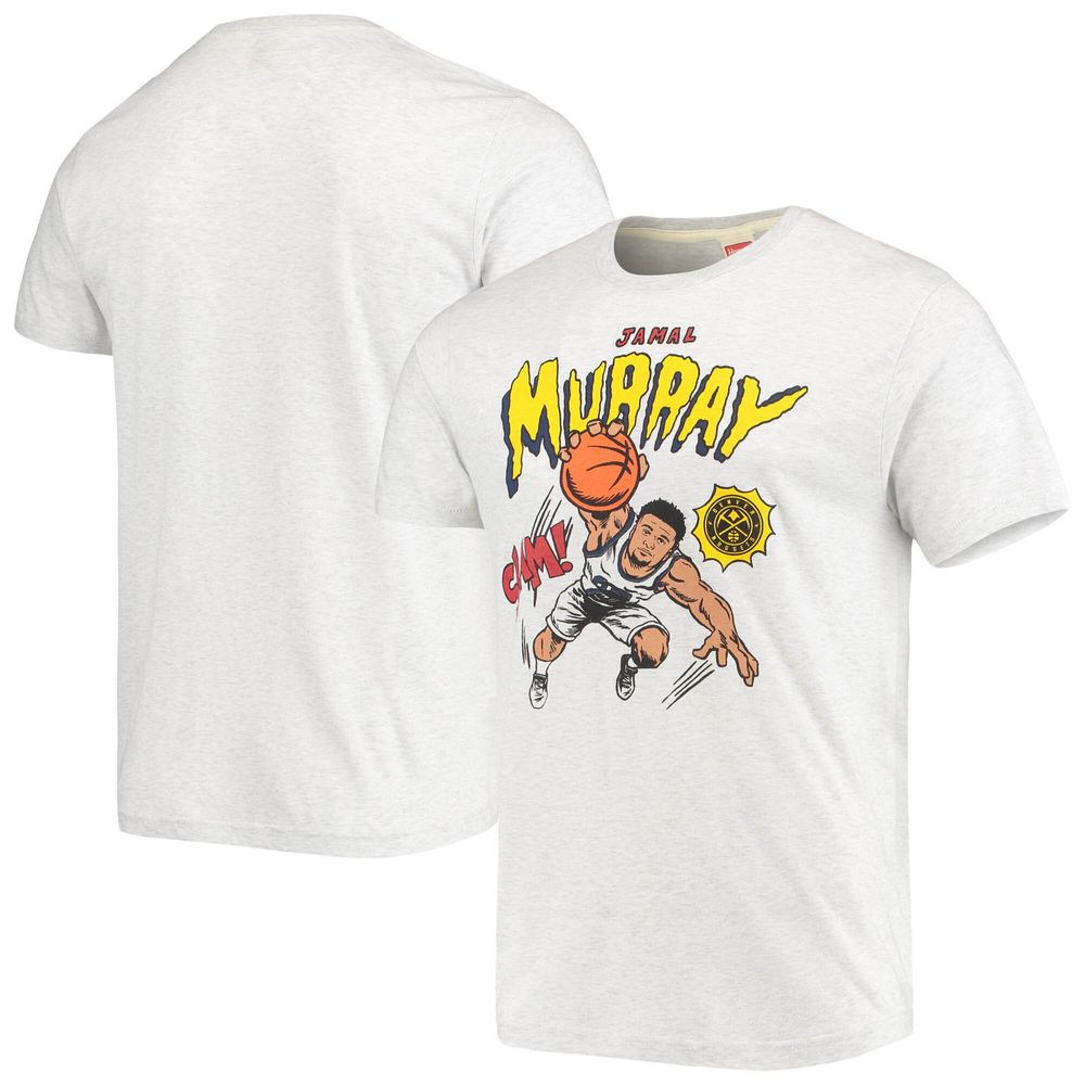 Men's Homage Jamal Murray Ash Denver Nuggets Comic Book Player Tri-Blend T-Shirt