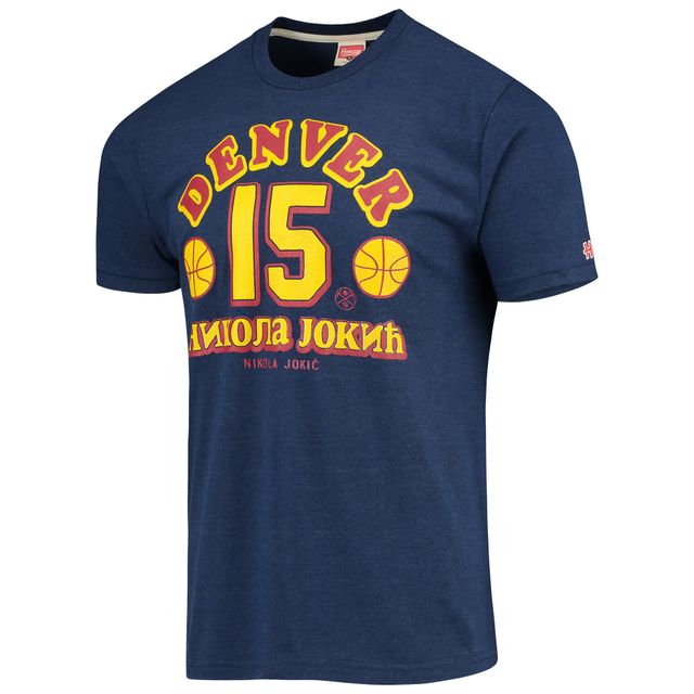 T-shirt à trois mélanges serbe Homage Nikola Jokic pour homme, Denver Nuggets, bleu marine