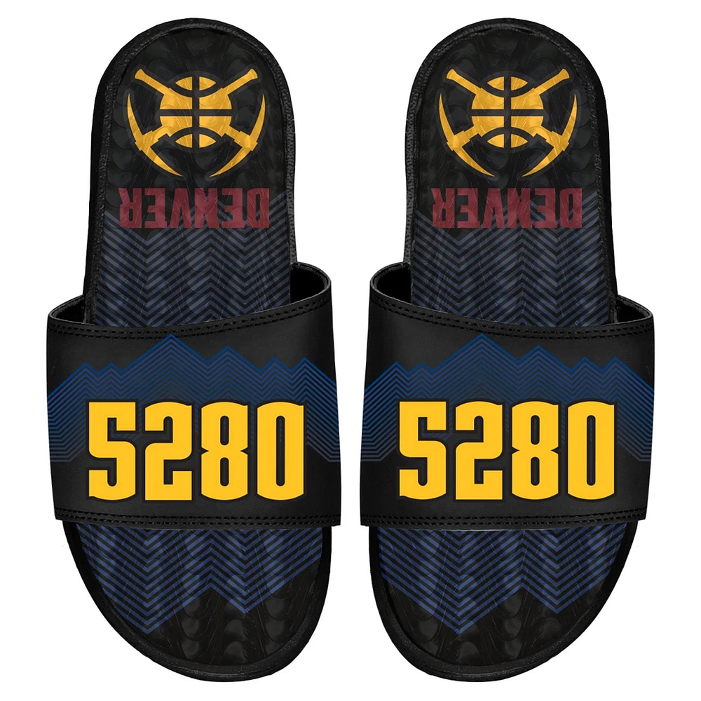 Sandales à glissière en gel ISlide noires Denver Nuggets 2023/24 City Edition pour hommes