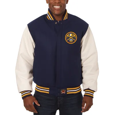 Denver Nuggets JH Design Big & Tall Wool Leather Full-Snap Jacket - Navy/White