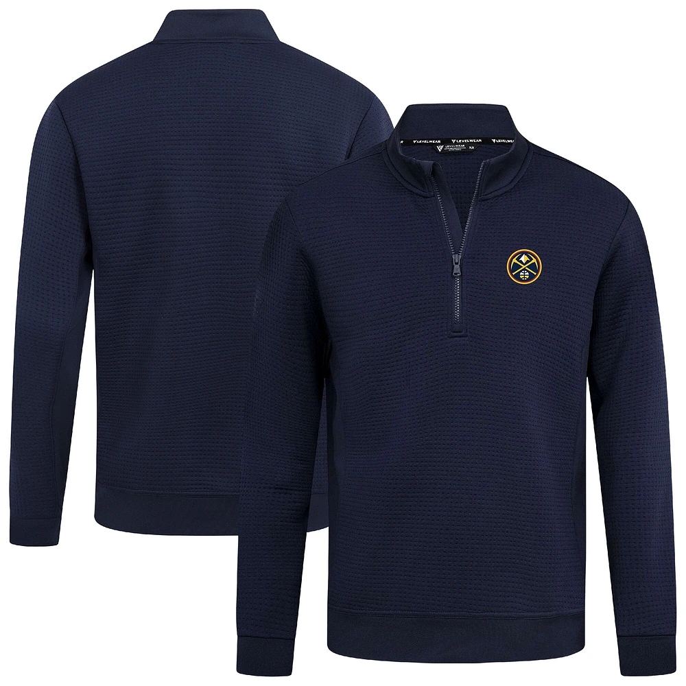 Men's Levelwear  Navy Denver Nuggets Accolade Cushion Quarter-Zip Pullover