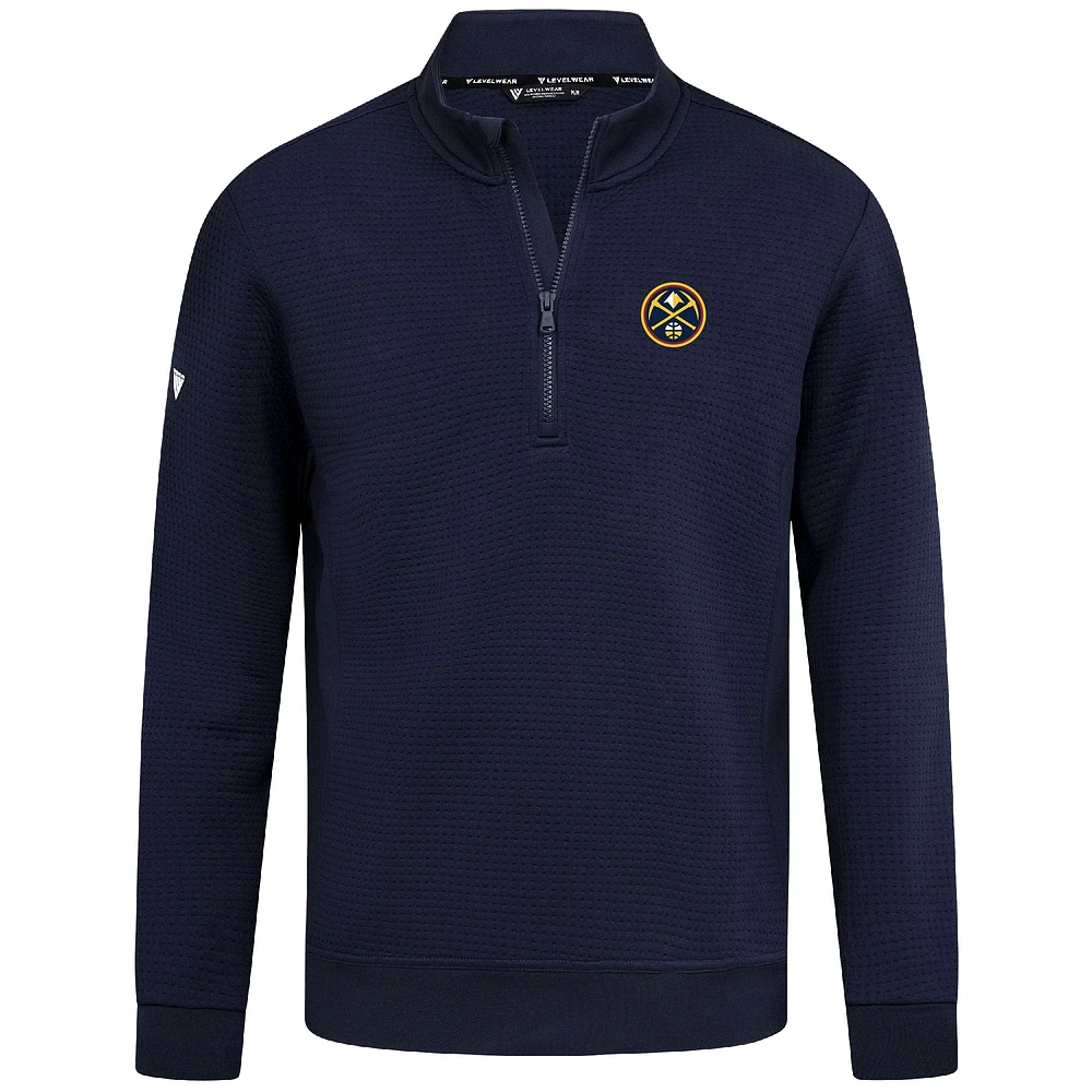 Men's Levelwear  Navy Denver Nuggets Accolade Cushion Quarter-Zip Pullover