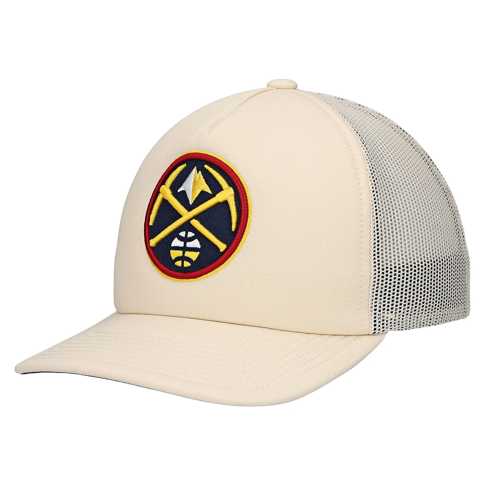 Casquette réglable crème Denver Nuggets Trucker Mitchell & Ness pour hommes