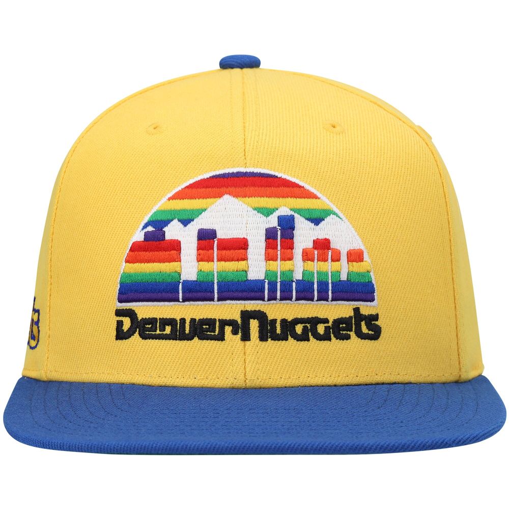 Men's Mitchell & Ness Gold/Royal Denver Nuggets Hardwood Classics Snapback Hat